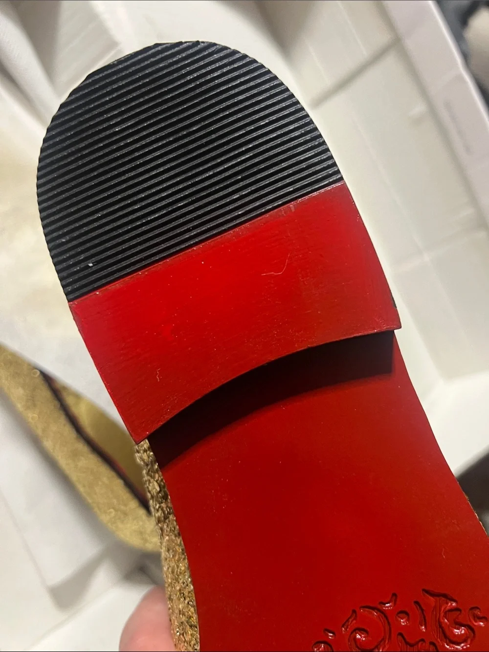 Men's Gold Glitter Slip-On Loafers with Red Lining